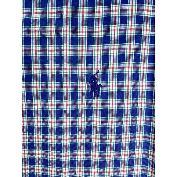 Ralph Lauren Button Down Shirt Sz Large Blue Gingham Plaid Pony Logo Long Sleeve - Picture 1 of 8